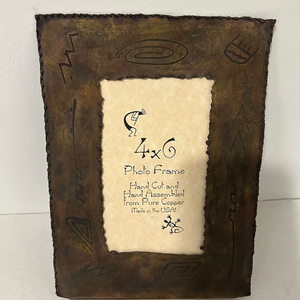 Vintage Hand Hammered Copper Photo Frame Rustic Mission Style Tooled Metal